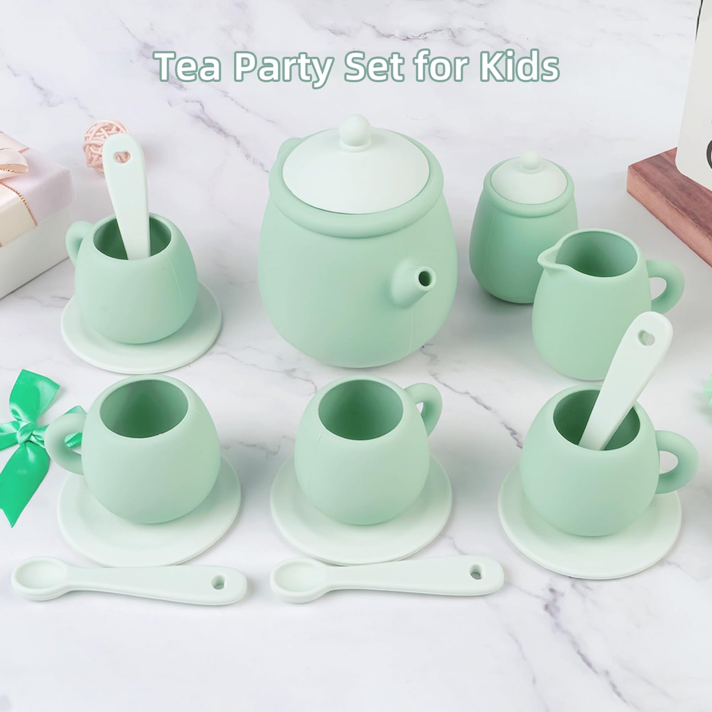 MCGMITT Silicone Tea Set – 15-Piece BPA-Free Pretend Tea Set for Toddlers 3-6 | Safe, Dishwasher Safe