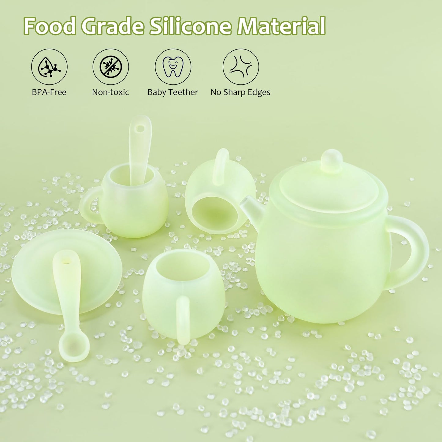 MCGMITT 15-Piece Silicone Kids Tea Party Set | Safe, Durable Teaset for Ages 3-6