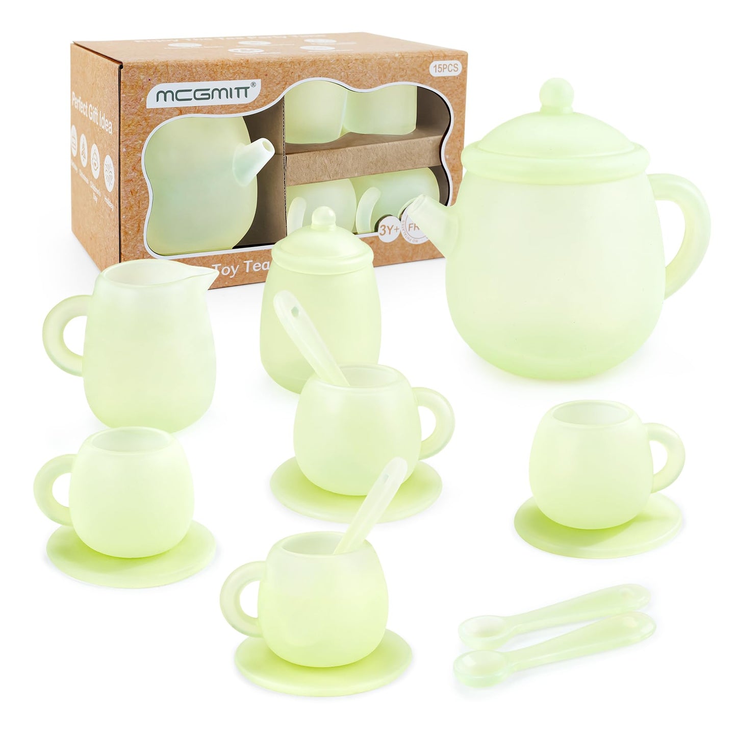 MCGMITT 15-Piece Silicone Kids Tea Party Set | Safe, Durable Teaset for Ages 3-6