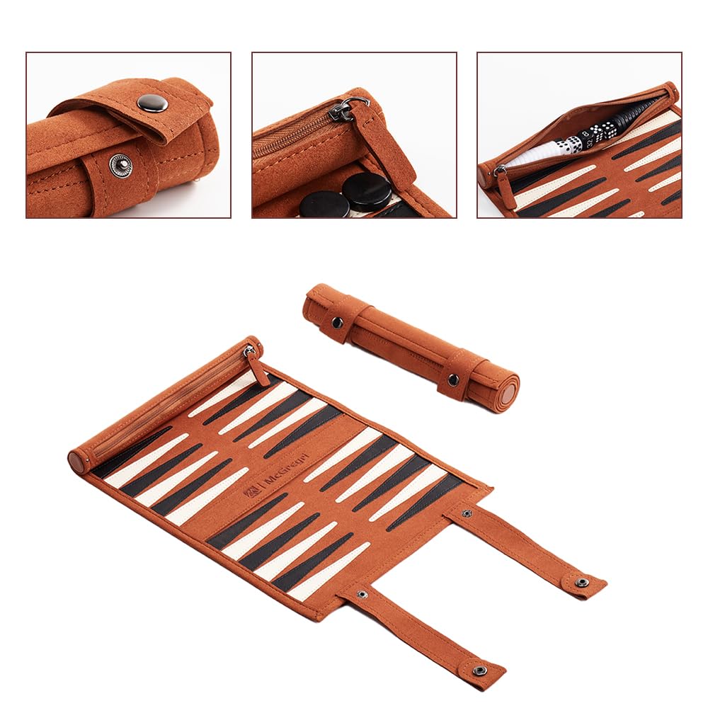 McGregri Backgammon Roll-Up Game Set – Portable Travel Board (5 Colors)