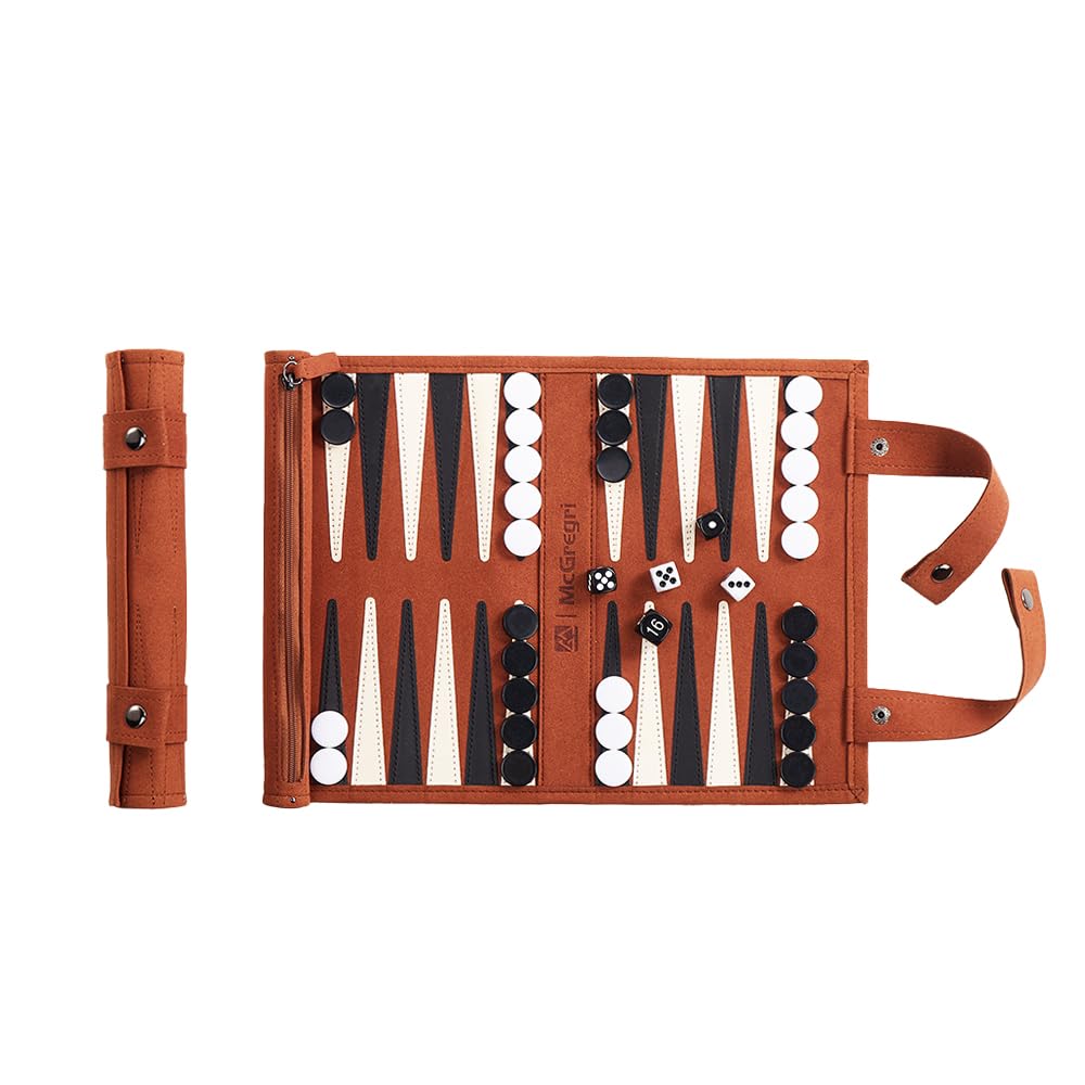 McGregri Backgammon Roll-Up Game Set – Portable Travel Board (5 Colors)