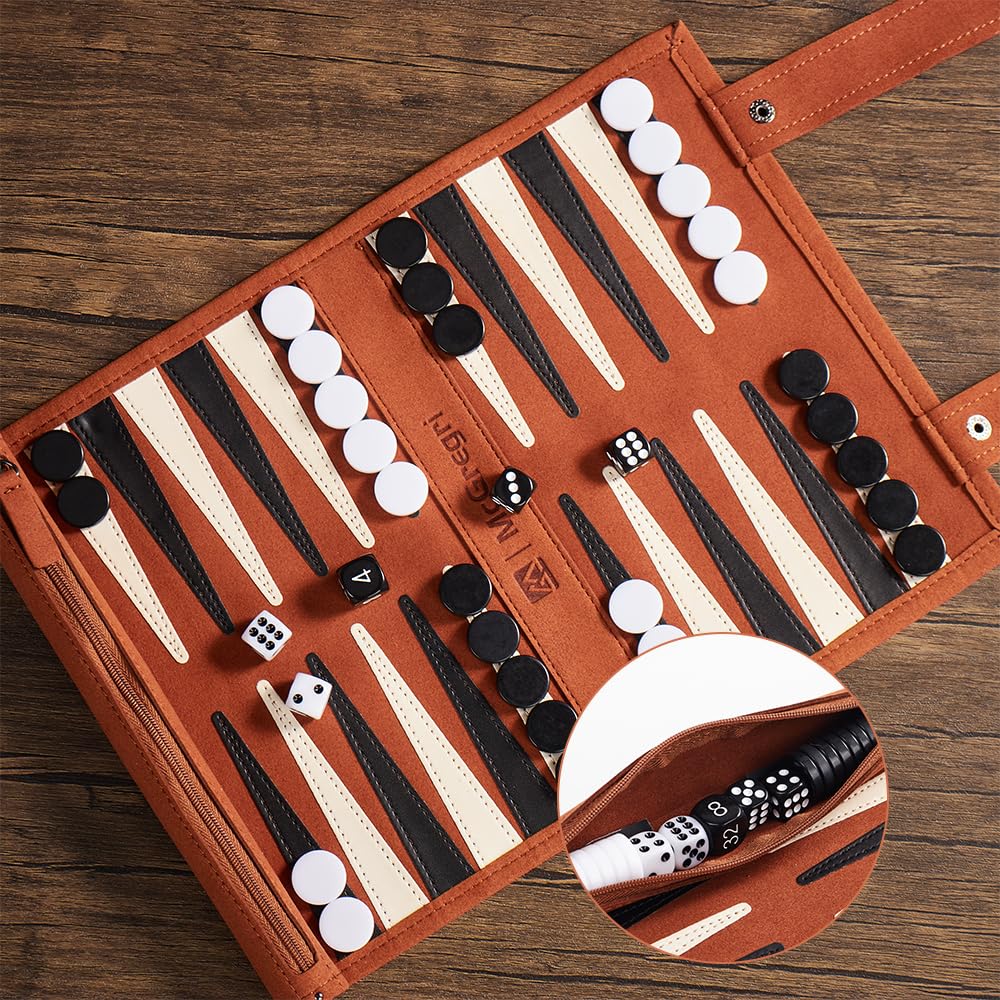 McGregri Backgammon Roll-Up Game Set – Portable Travel Board (5 Colors)