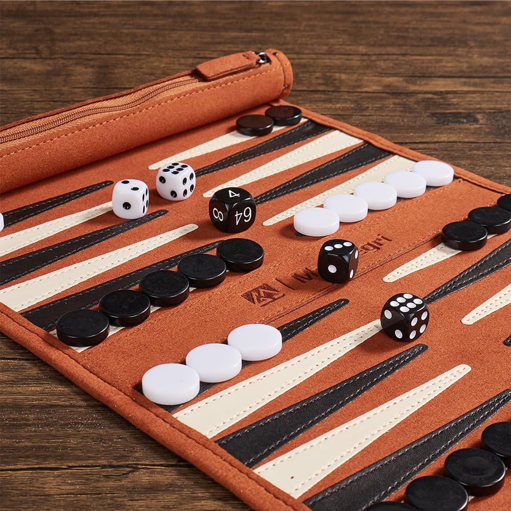 McGregri Backgammon Roll-Up Game Set – Portable Travel Board (5 Colors)