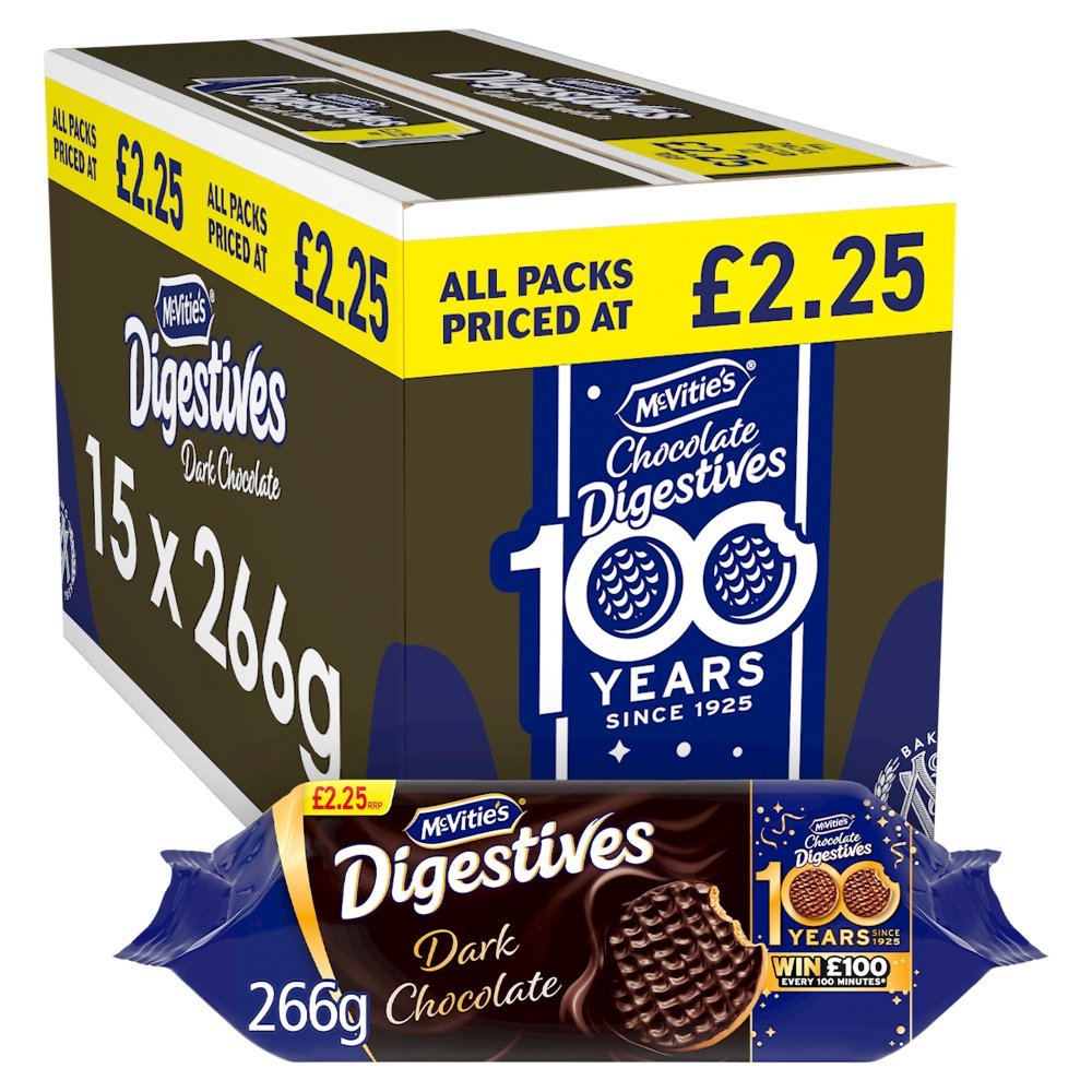 McVitie's Dark Chocolate Digestive Biscuits 266g PMP 266g (Box of 15)