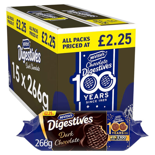 McVitie's Dark Chocolate Digestive Biscuits 266g PMP 266g (Box of 15)
