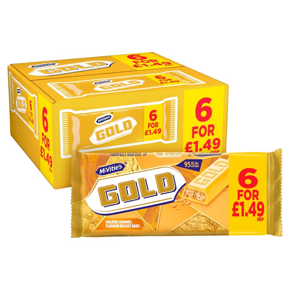 Mcvitie's Gold Golden Caramel Flavour Biscuit Bars 106g (Box of 12)