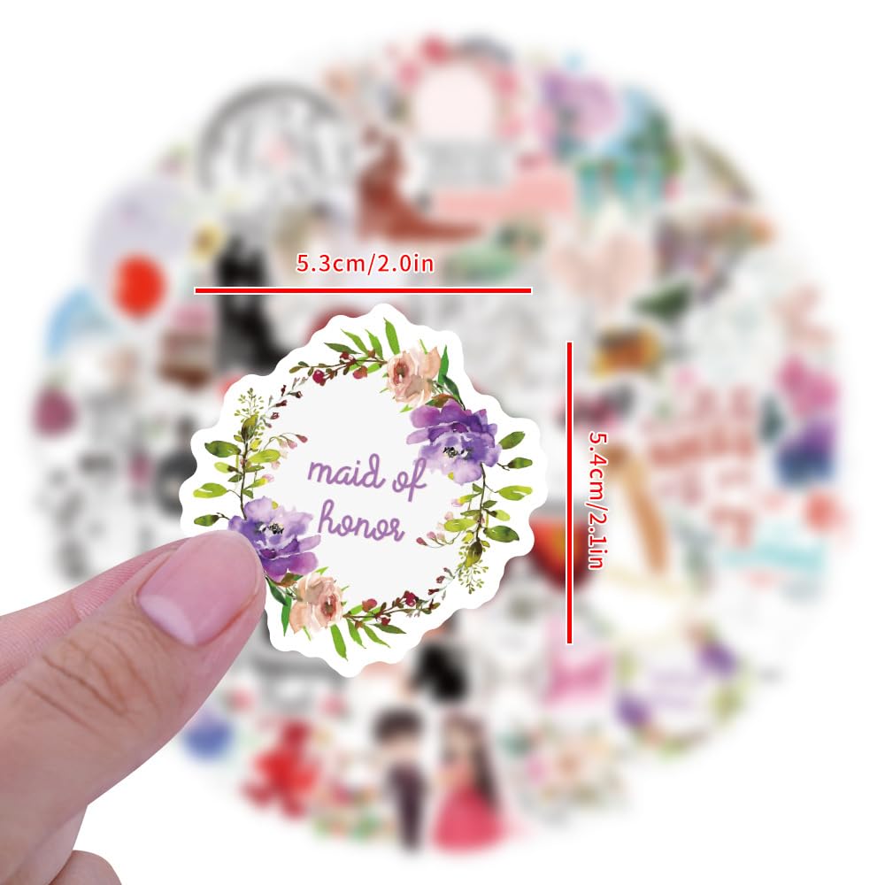 Mcxywmsp 60Pcs Wedding Stickers for Scrapbooking – Waterproof Vinyl Stickers for Laptops, Phones & Bottles