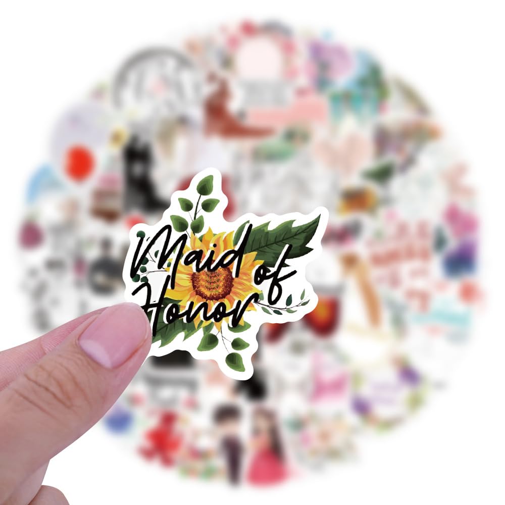 Mcxywmsp 60Pcs Wedding Stickers for Scrapbooking – Waterproof Vinyl Stickers for Laptops, Phones & Bottles