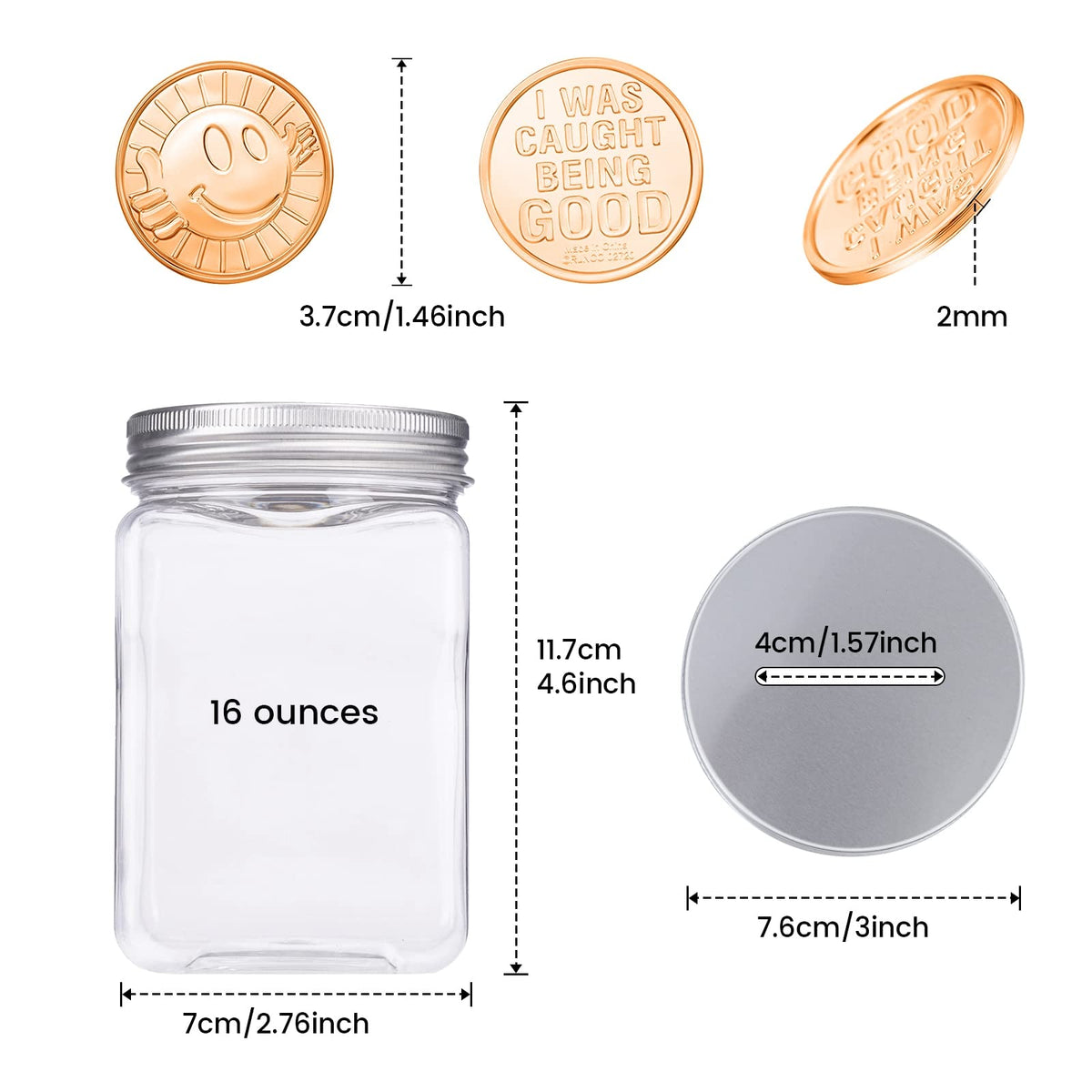 Mczxon Caught Being Good Coins – 100 Colorful Reward Tokens with Jar for Kids