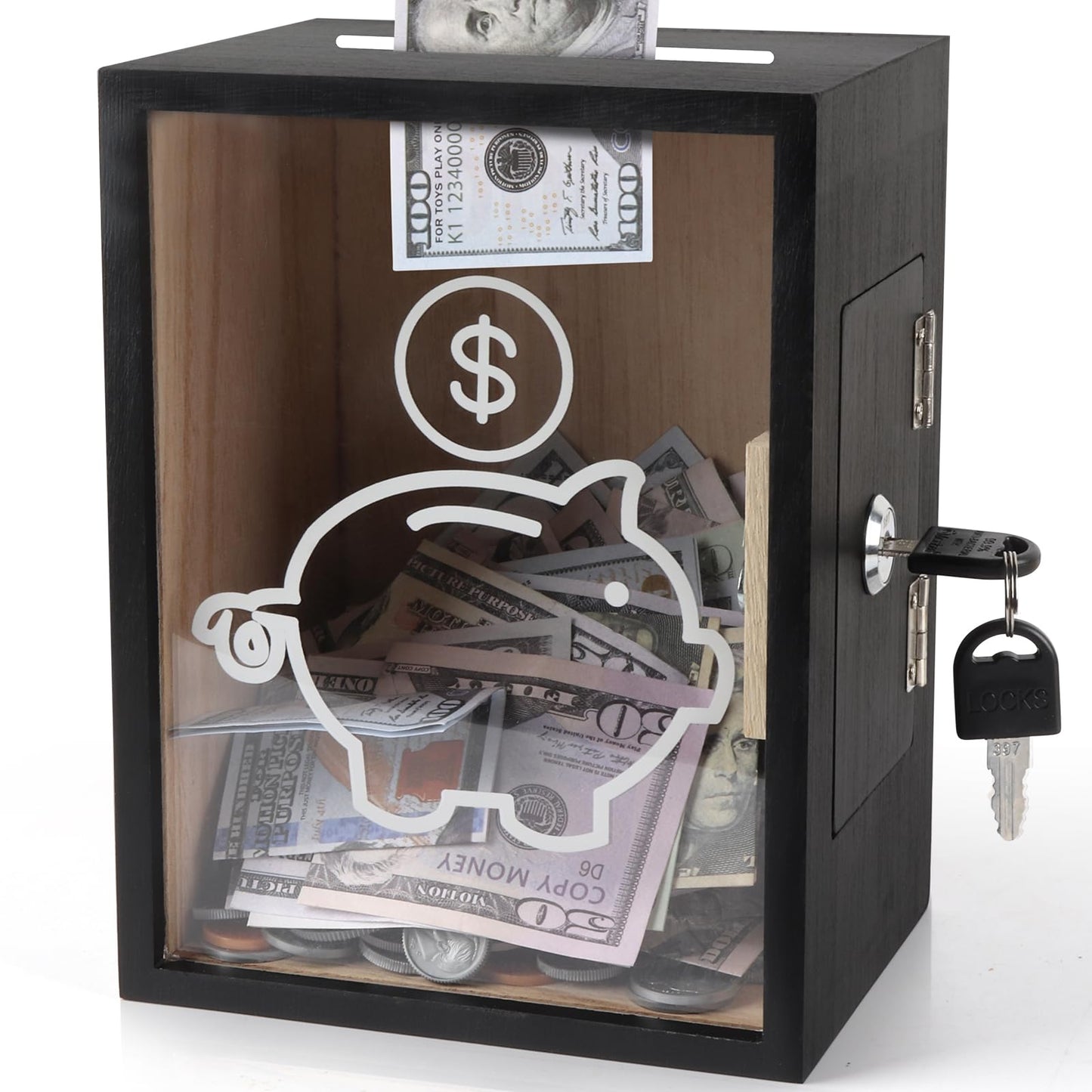 Mczxon Clear Piggy Bank with Lock – Large Openable Money Jar for Kids & Adults