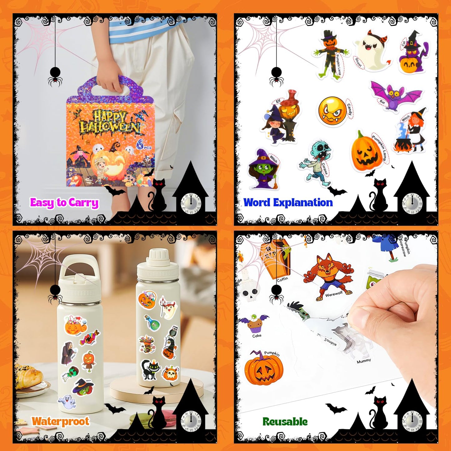 MDCGFOD Halloween Reusable Sticker Books for Kids 2-4 | Travel & Learning Busy Book