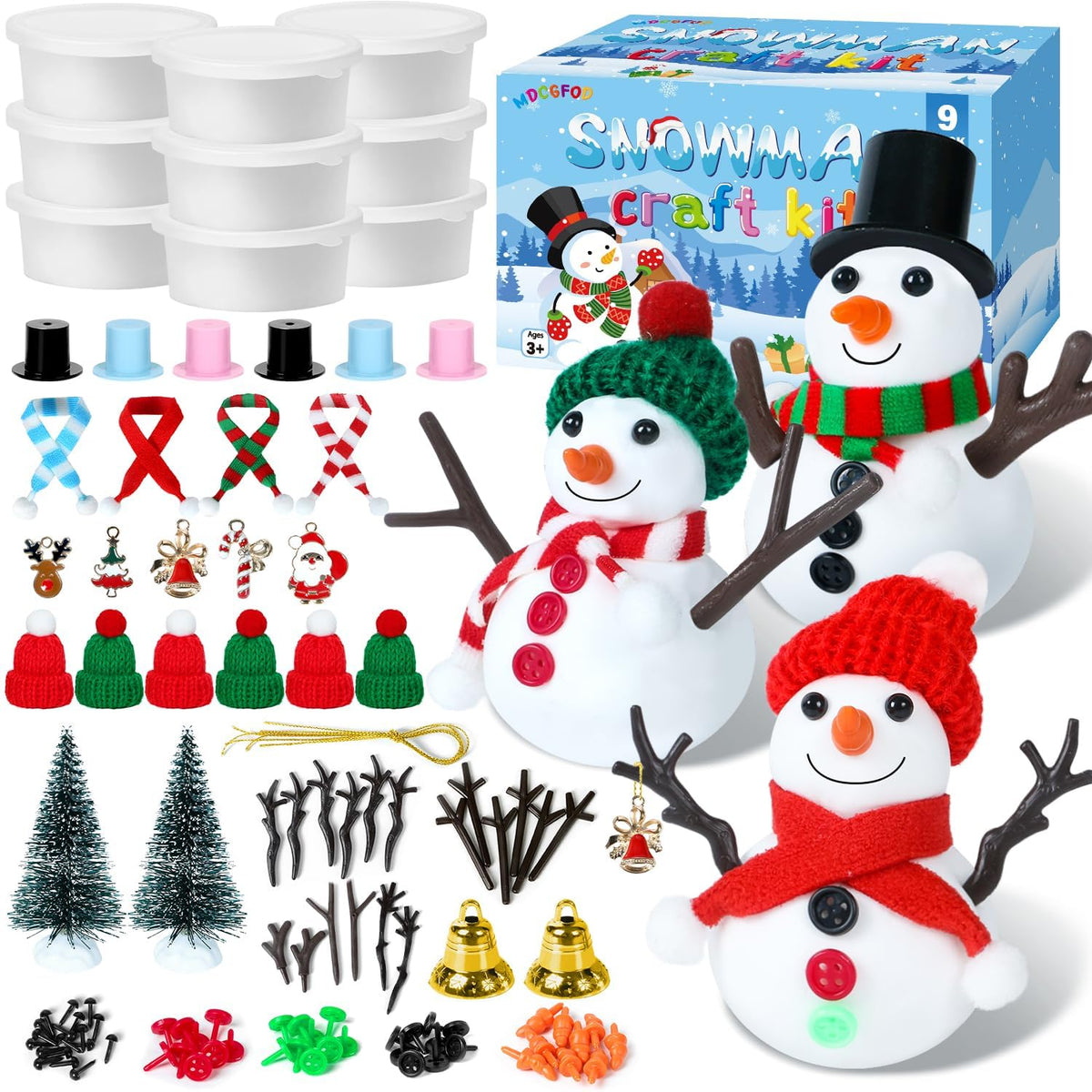 MDCGFOD Snowman Crafts for Kids – 9-Pack Snowman Craft Kit for Ages 3–8