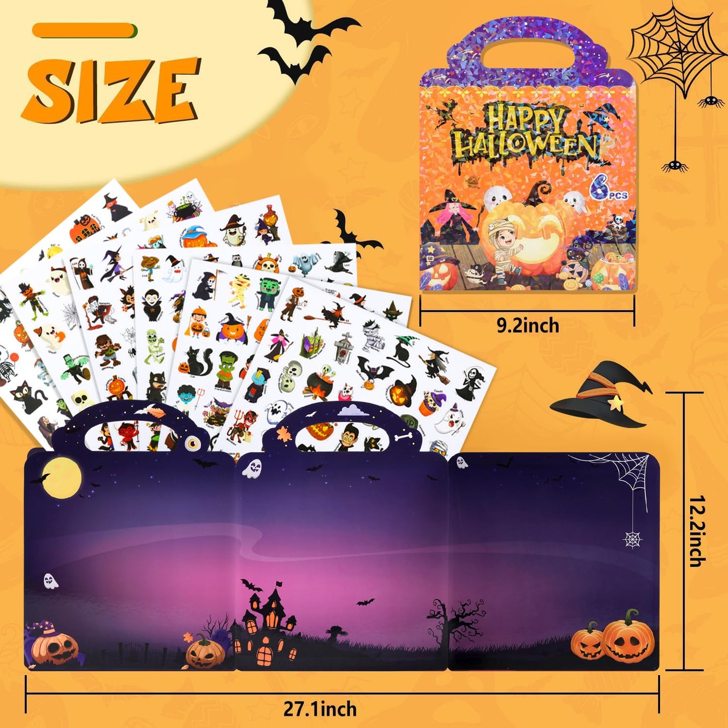 MDCGFOD Halloween Reusable Sticker Books for Kids 2-4 | Travel & Learning Busy Book