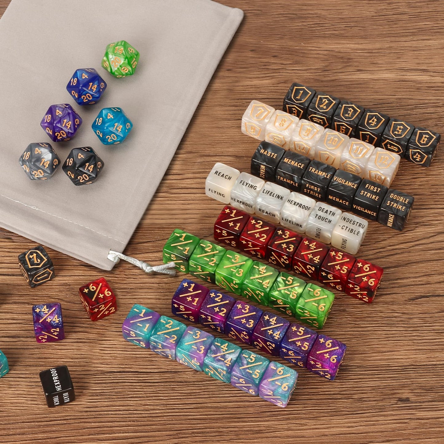 MDDSHGG 102-Piece MTG Dice Counters Set – Shields, Life & Keyword Tokens for Magic: The Gathering