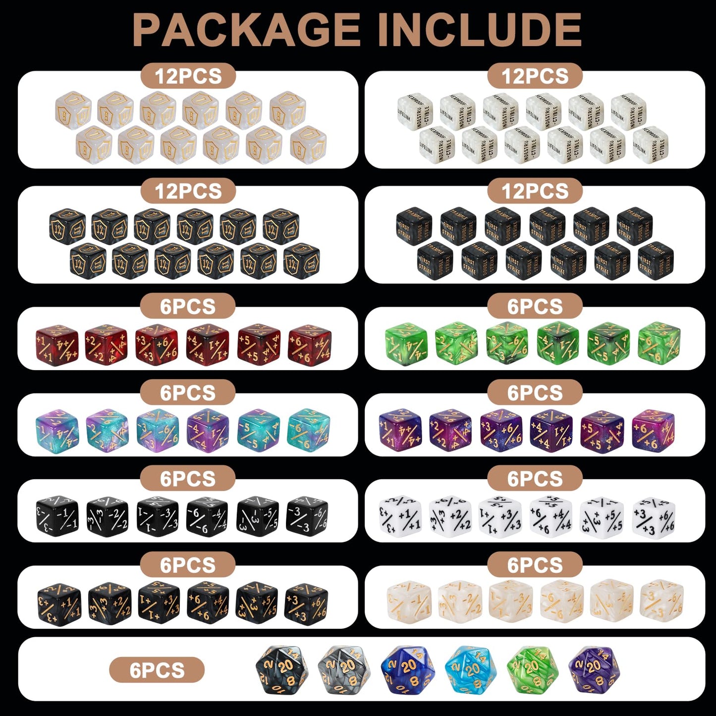 MDDSHGG 102-Piece MTG Dice Counters Set – Shield Life Counters & Keyword Tokens for Magic: The Gathering
