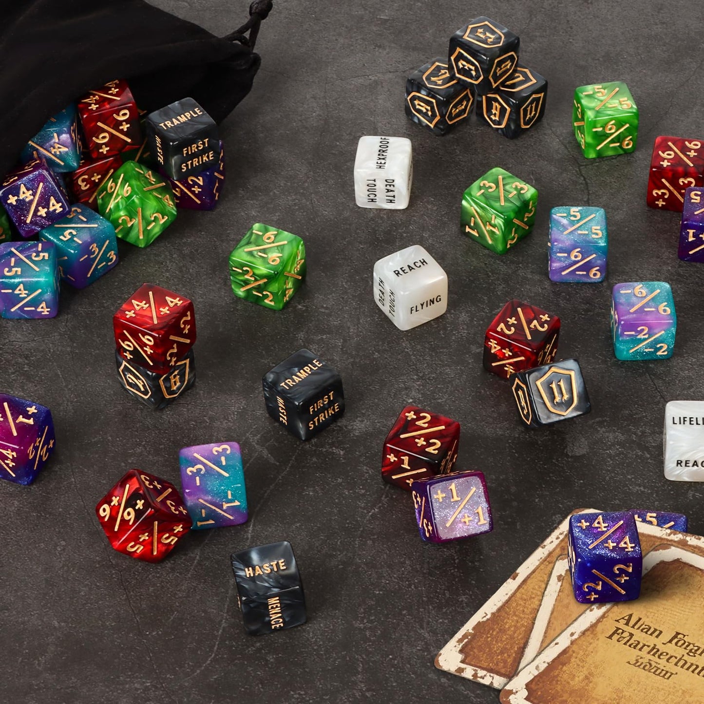 MDDSHGG 102-Piece MTG Dice Counters Set – Shields, Life & Keyword Tokens for Magic: The Gathering