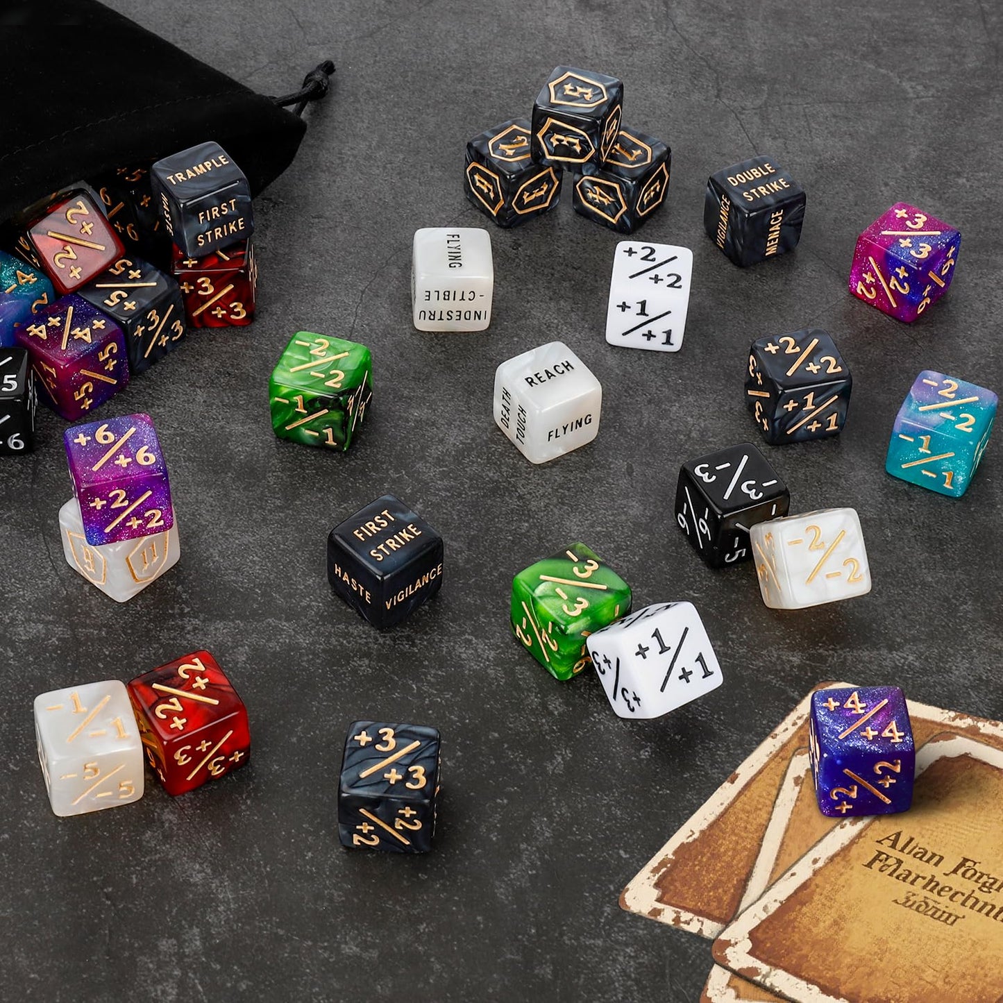 MDDSHGG 102-Piece MTG Dice Counters Set – Shield Life Counters & Keyword Tokens for Magic: The Gathering