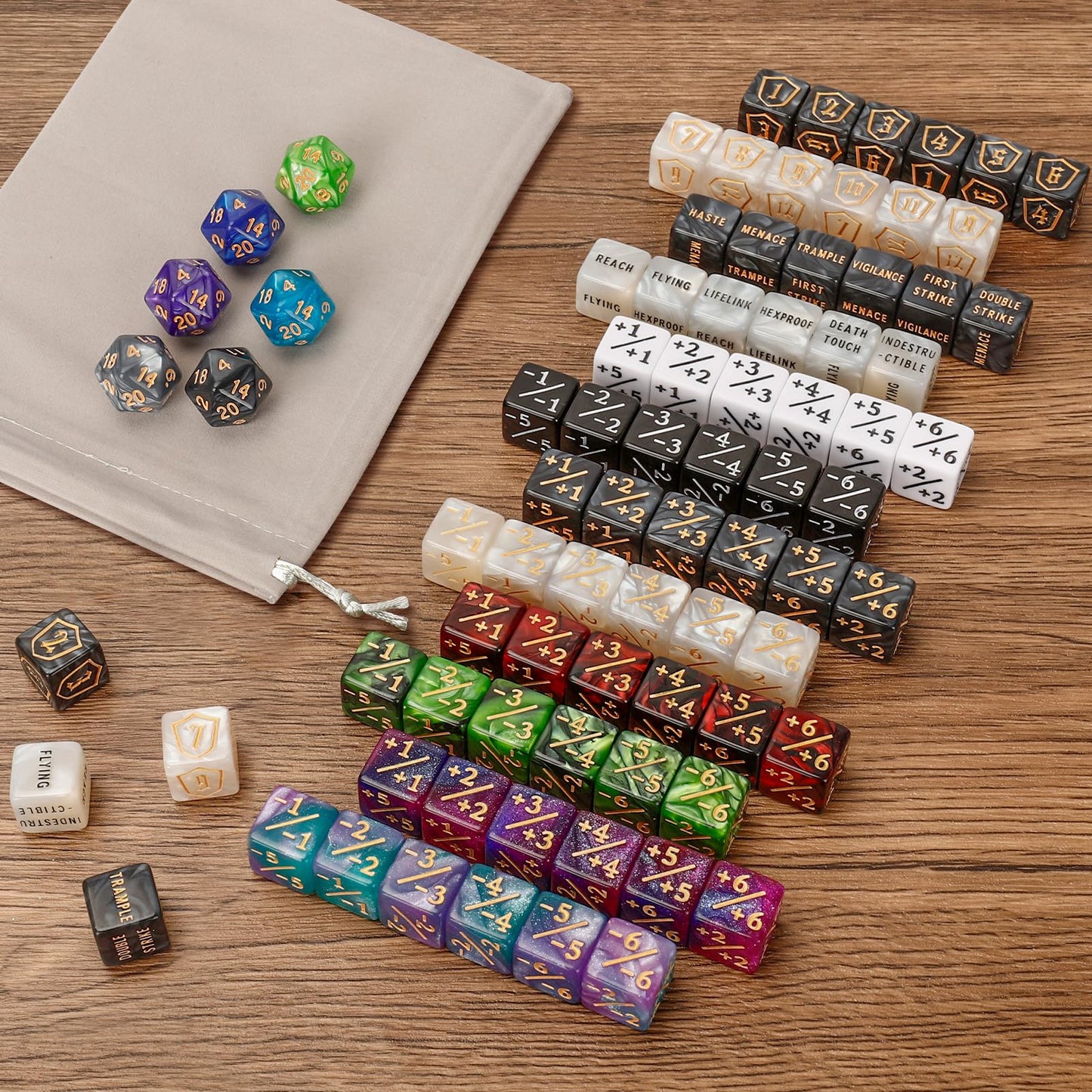 MDDSHGG 102-Piece MTG Dice Counters Set – Shield Life Counters & Keyword Tokens for Magic: The Gathering