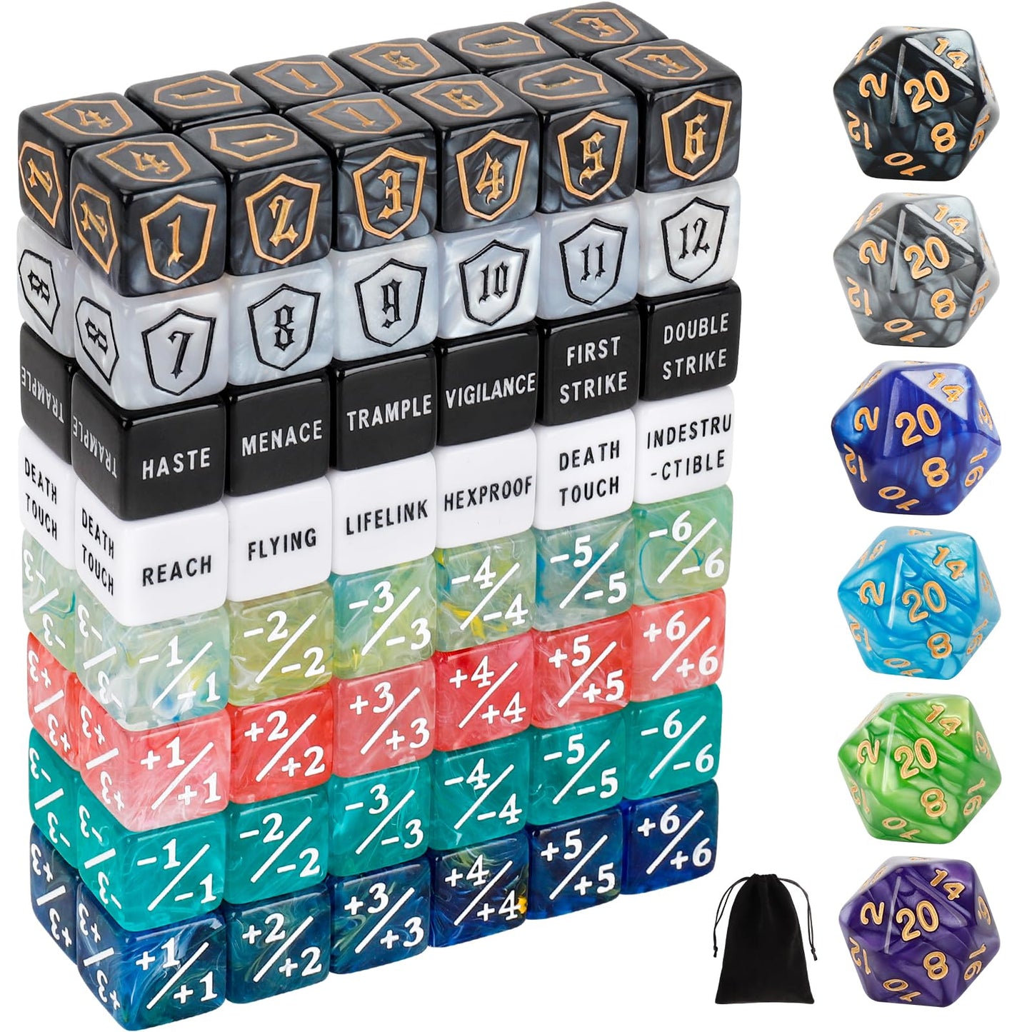 MDDSHGG 102-Piece MTG Dice Counters Set – Shield, Counter & Keyword Tokens