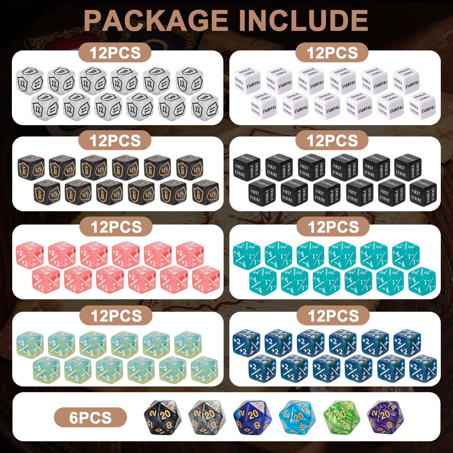 MDDSHGG 102-Piece MTG Dice Counters Set – Shield, Counter & Keyword Tokens
