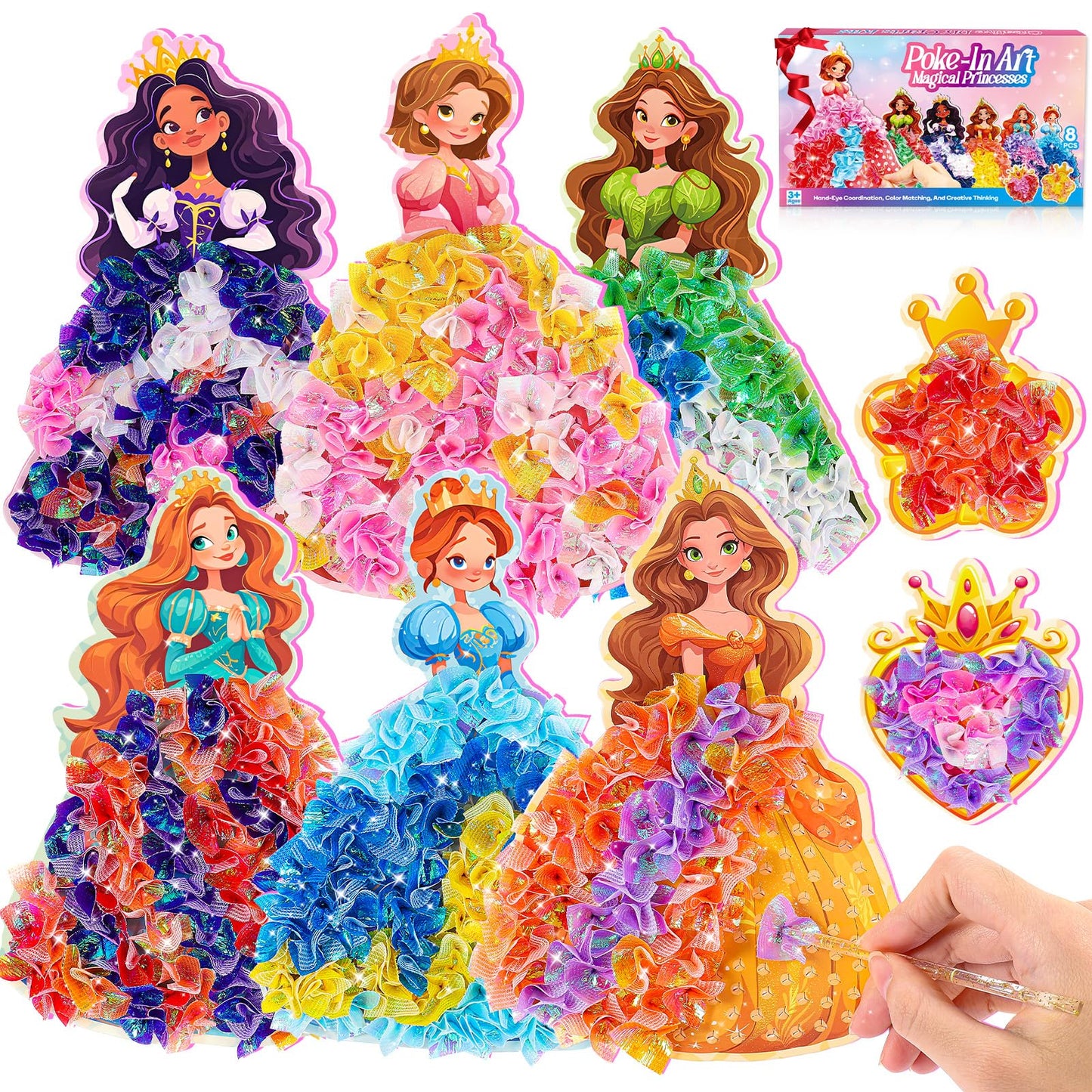 MDINGTD Poke Art Princess Craft Kits – Mess-Free DIY Princesses for Kids 3–12