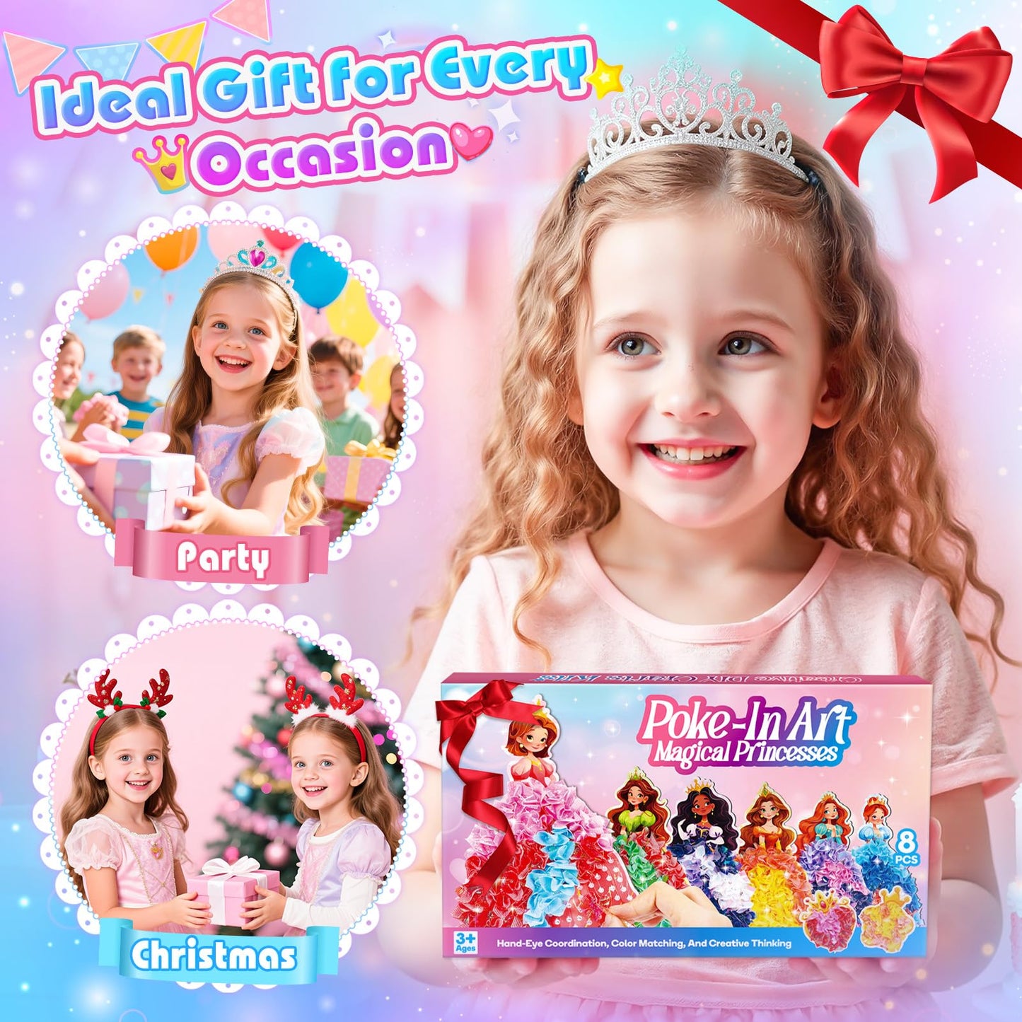 MDINGTD Poke Art Princess Craft Kits – Mess-Free DIY Princesses for Kids 3–12