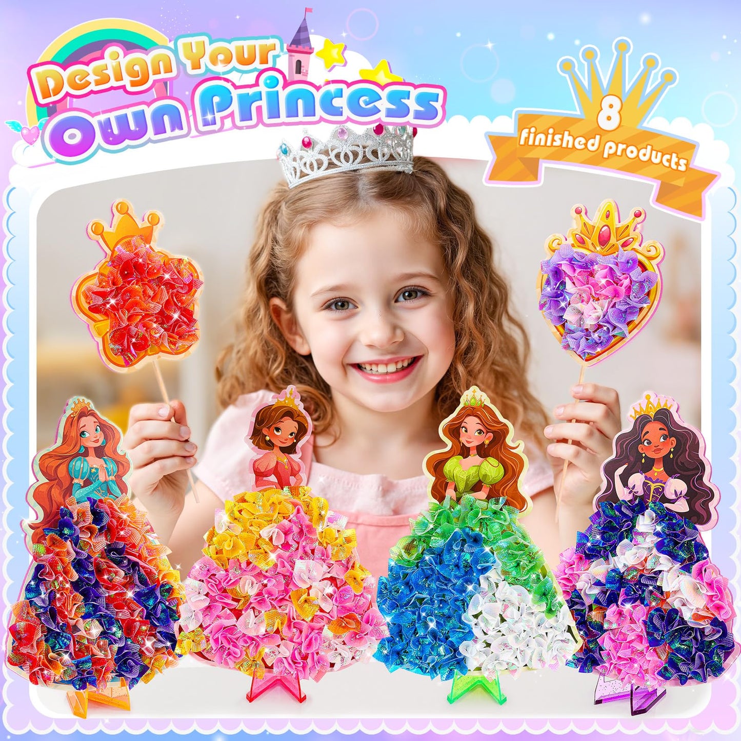 MDINGTD Poke Art Princess Craft Kits – Mess-Free DIY Princesses for Kids 3–12