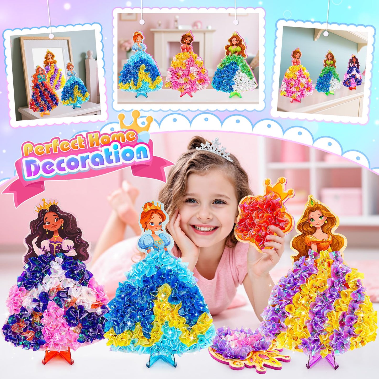 MDINGTD Poke Art Princess Craft Kits – Mess-Free DIY Princesses for Kids 3–12