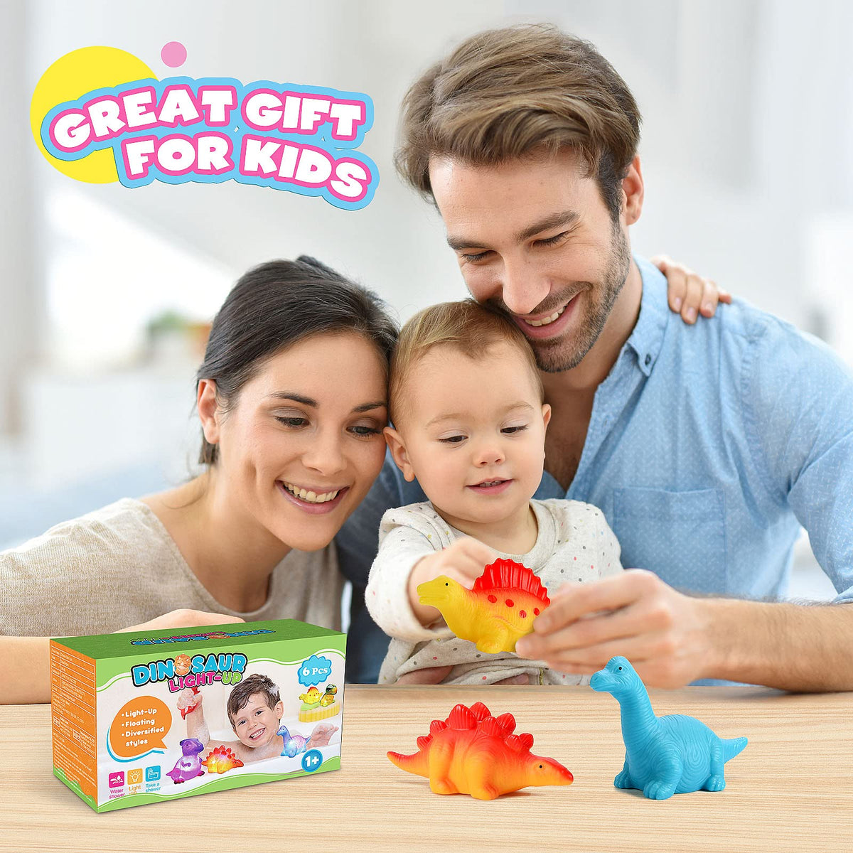 MDINGTD Baby Bath Toys 1-5 Years – Light-Up Floating Dinosaur Pack (6 Toys)