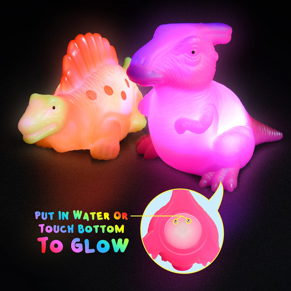 MDINGTD Baby Bath Toys 1-5 Years – Light-Up Floating Dinosaur Pack (6 Toys)