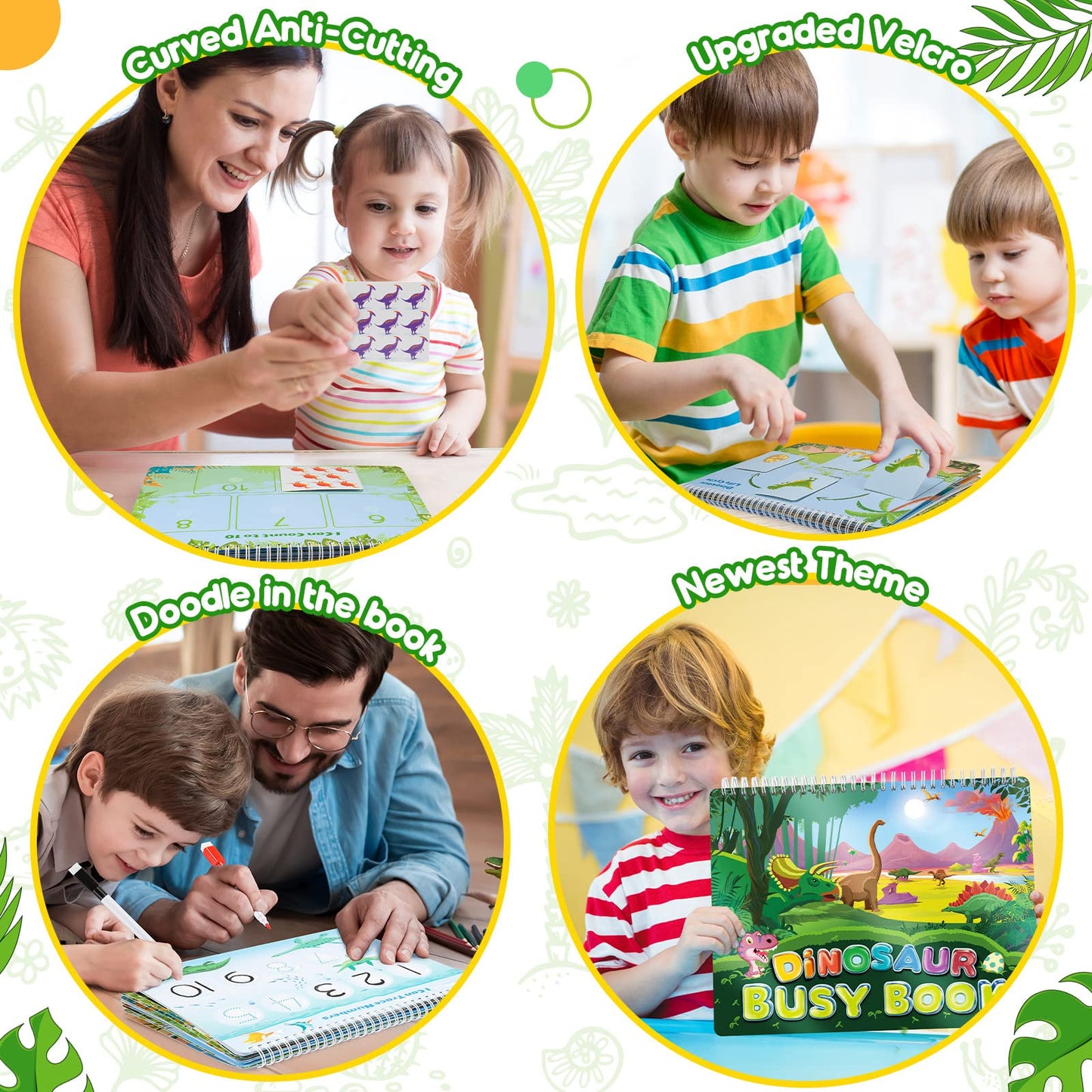 MDINGTD Dinosaur Busy Book for Kids 3-5 | Montessori Preschool Learning Toy