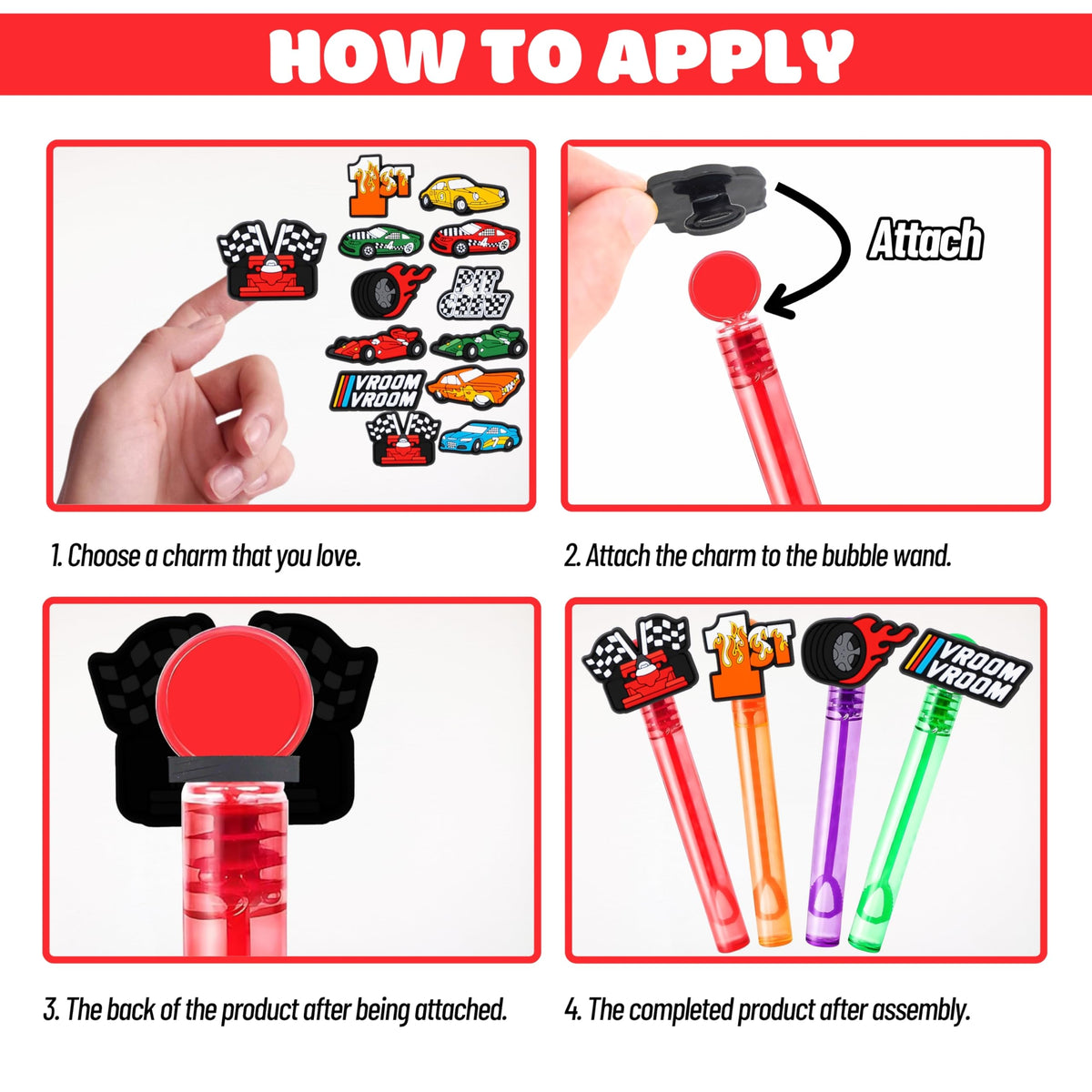 MDNHIO Race Car Bubble Wands – 24-Pack Racing-Themed Party Favors for Kids
