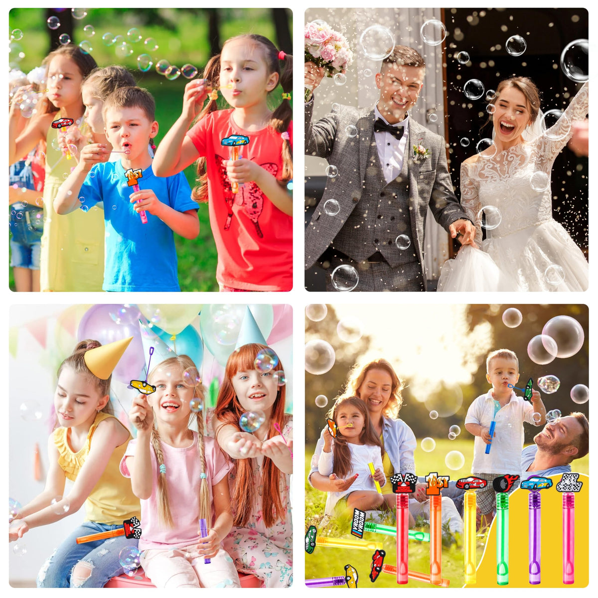 MDNHIO Race Car Bubble Wands – 24-Pack Racing-Themed Party Favors for Kids
