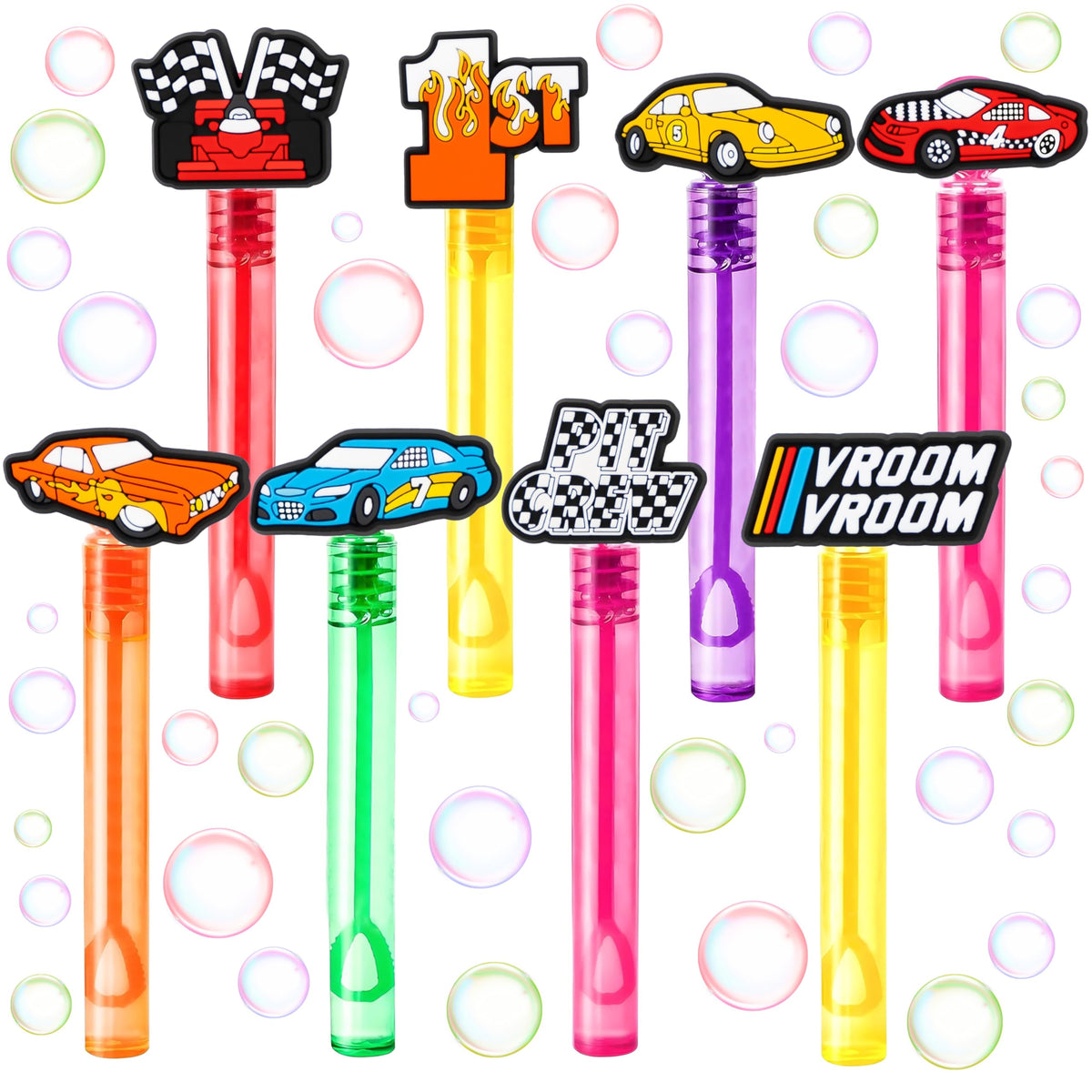 MDNHIO Race Car Bubble Wands – 24-Pack Racing-Themed Party Favors for Kids
