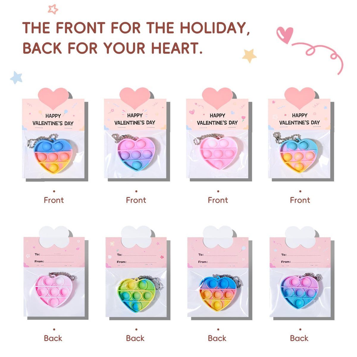 MEADIN Valentines Day Gifts for Kids – 32-Pack Cards with Heart Pop Keychains | Classroom Exchange