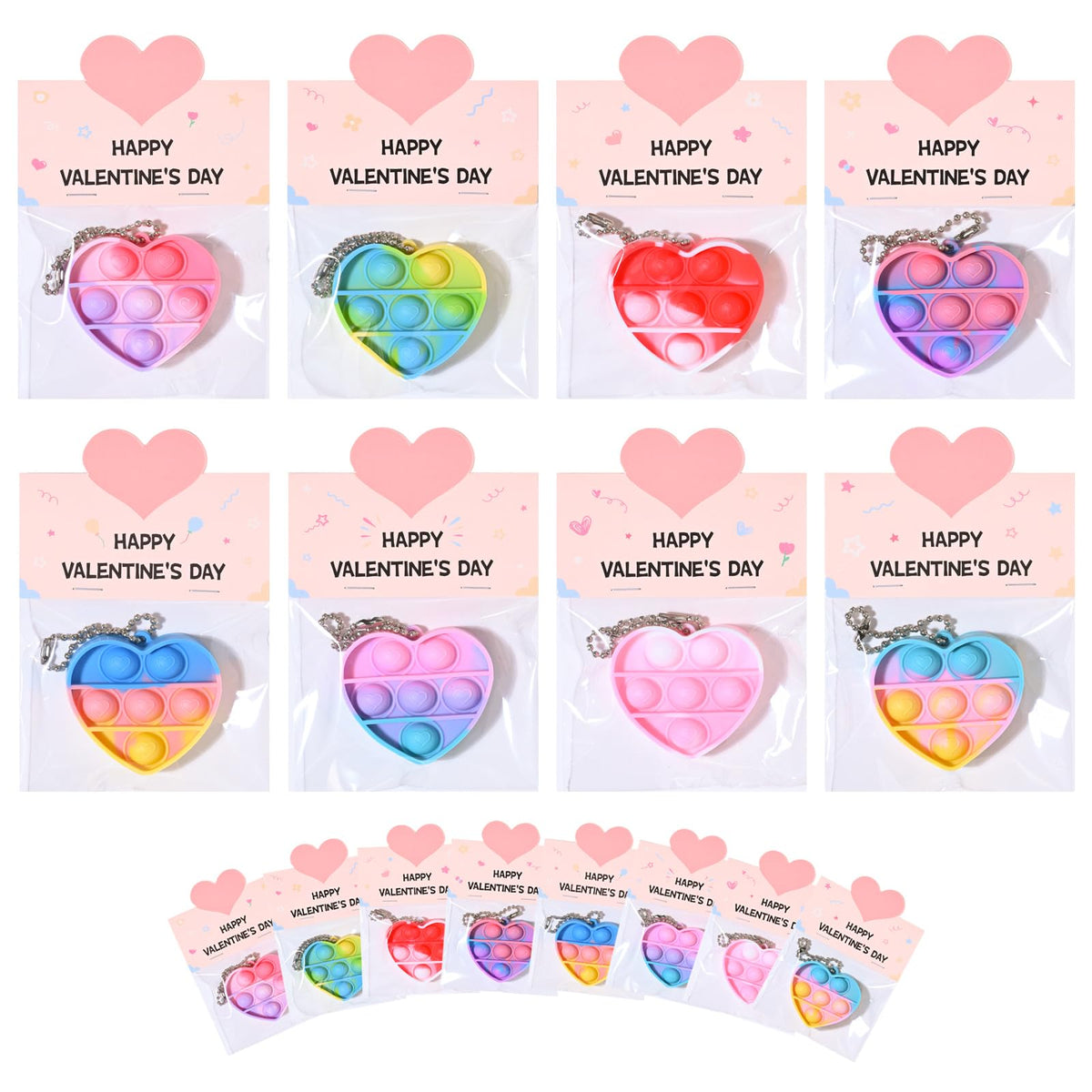 MEADIN Valentines Day Gifts for Kids – 32-Pack Cards with Heart Pop Keychains | Classroom Exchange