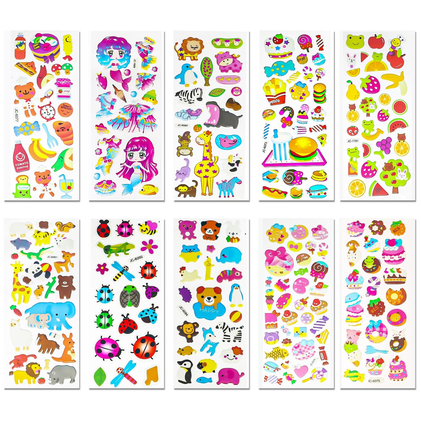 Meafeng 3D Stickers for Kids & Toddlers – 24 Sheets, 530+ Puffy Stickers for Scrapbooking & Crafts