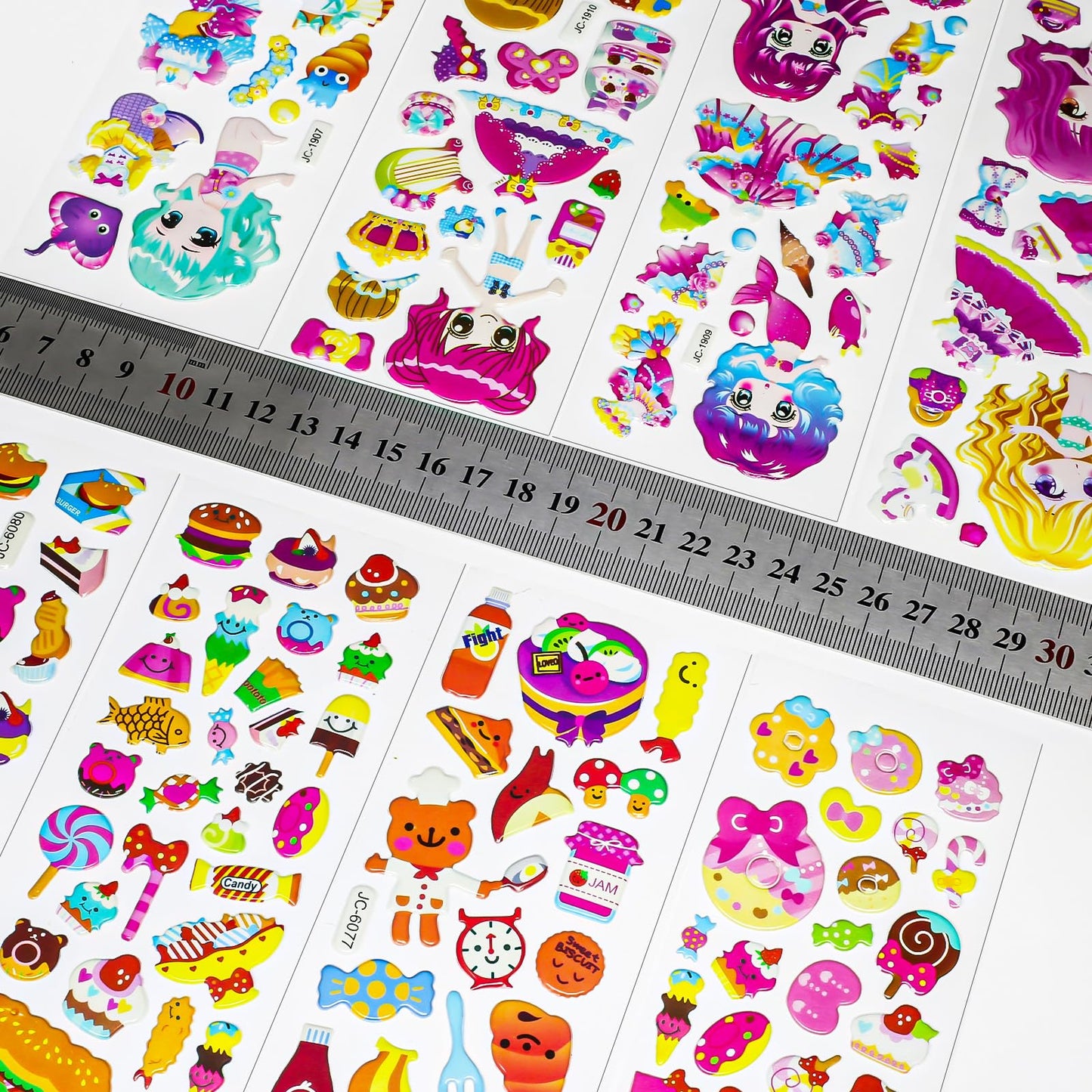 Meafeng 3D Stickers for Kids & Toddlers – 24 Sheets, 530+ Puffy Stickers for Scrapbooking & Crafts