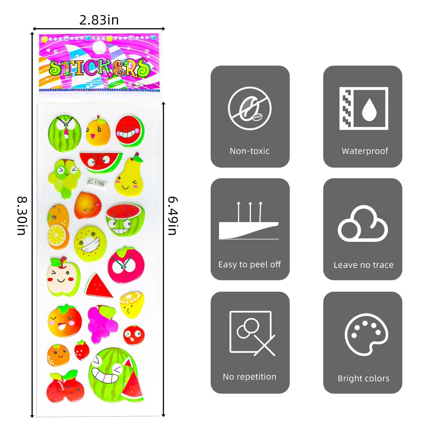 Meafeng 3D Stickers for Kids & Toddlers – 24 Sheets, 530+ Puffy Stickers for Scrapbooking & Crafts