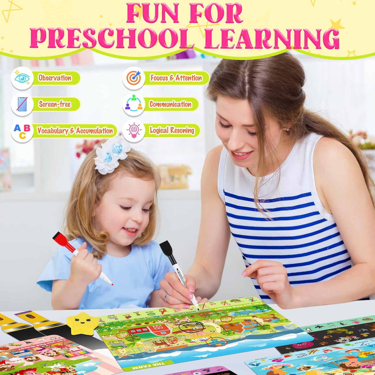 Meaicezli Seek and Find Books for Kids 4-6 | Travel Flashlight Activities
