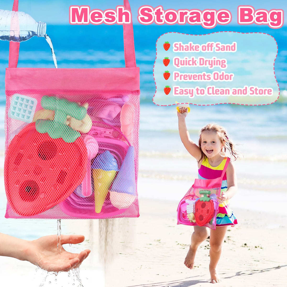 Meaicezli Beach Toys for Toddlers 3-5 — Collapsible Bucket & Ice Cream Cart