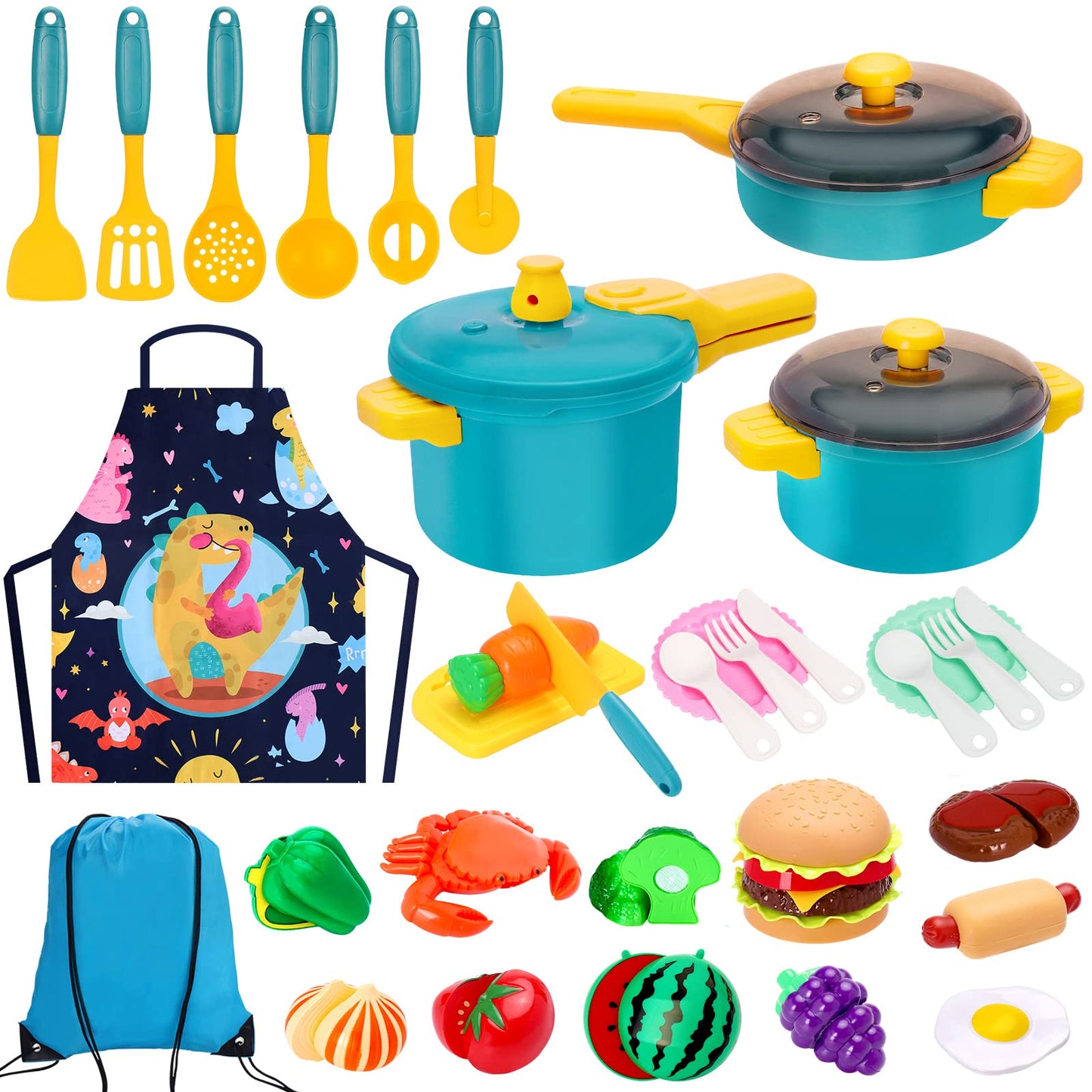 Meaicezli Kids Play Kitchen Accessories Set – Pretend Cooking Toys for Toddlers