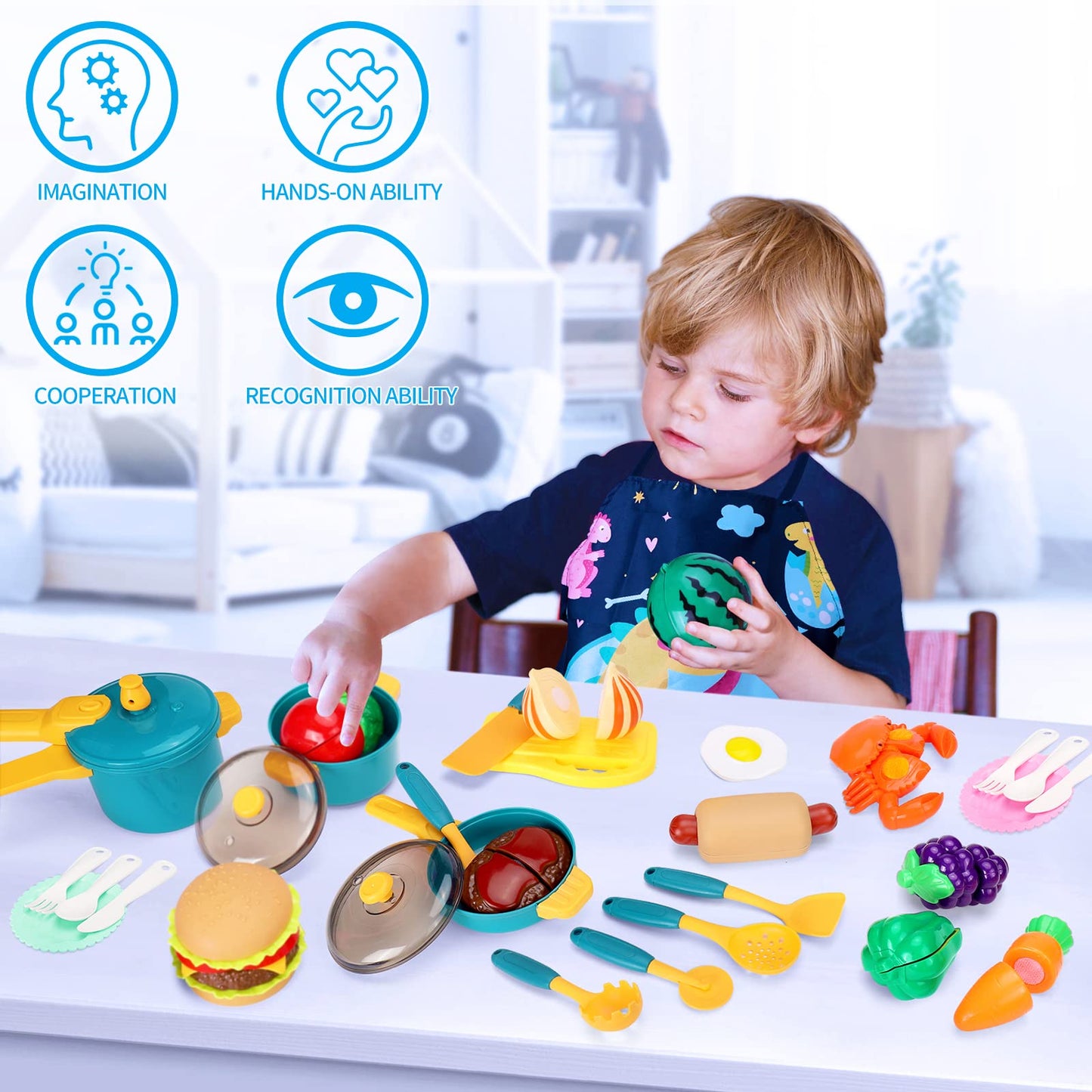 Meaicezli Kids Play Kitchen Accessories Set – Pretend Cooking Toys for Toddlers