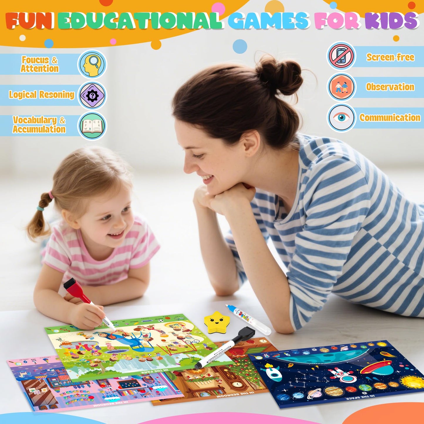 Meaicezli Seek & Find Books for Kids 3-5 – Reusable Water Reveal Mats & Travel Activities