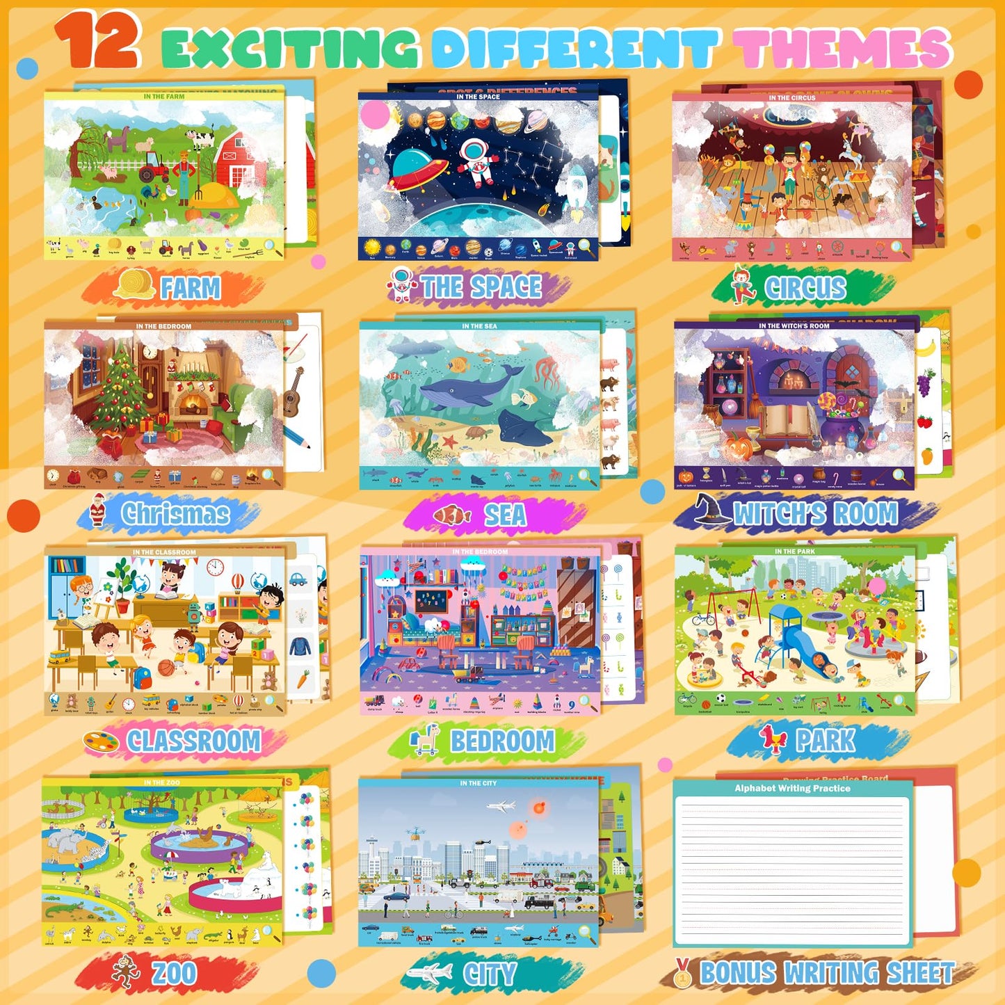 Meaicezli Seek & Find Books for Kids 3-5 – Reusable Water Reveal Mats & Travel Activities