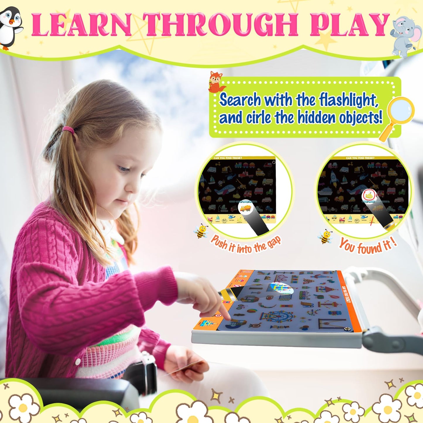 Meaicezli Seek and Find Books for Kids 4-6 | Travel Flashlight Activities