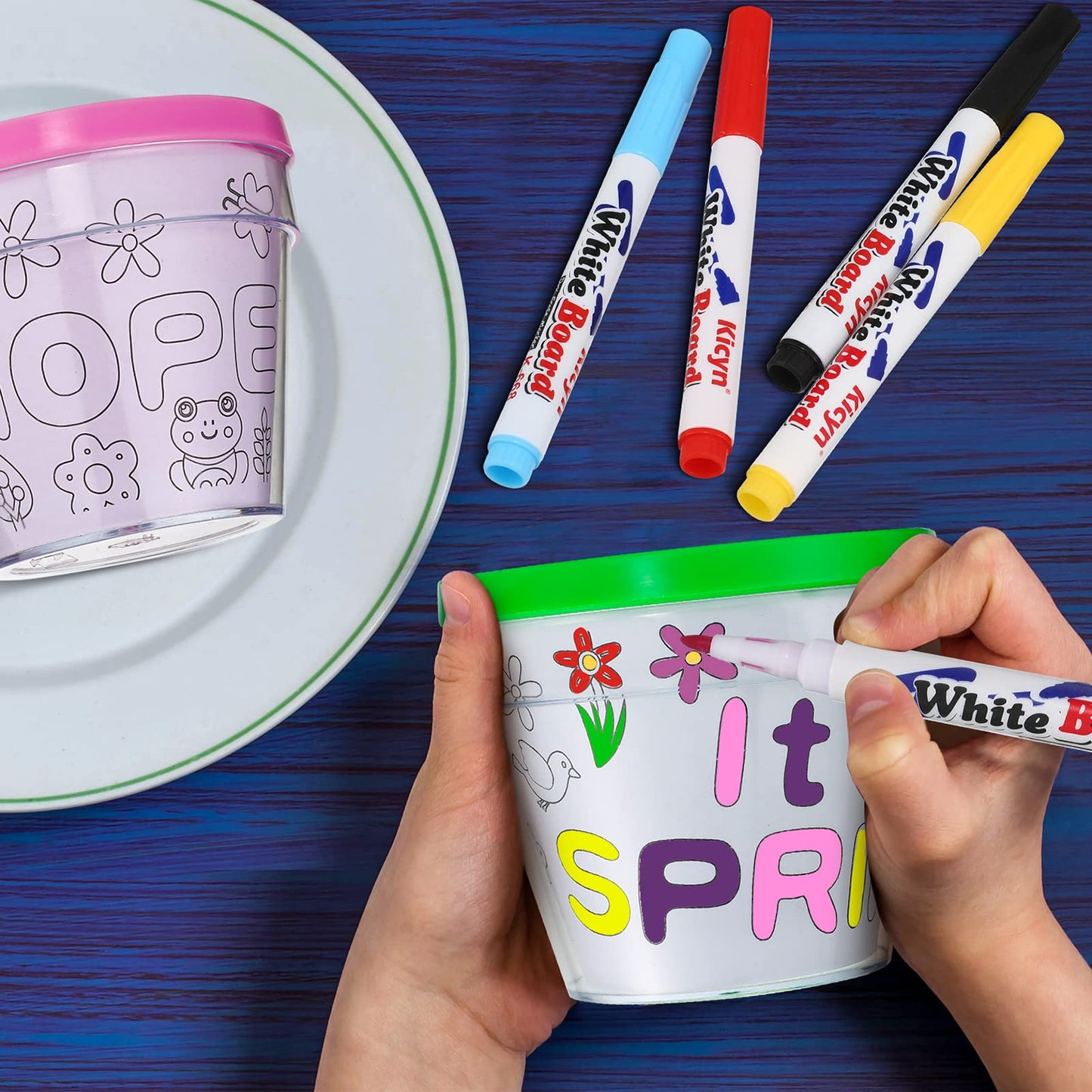 Meanplan 28 Pcs Spring Craft Kit: Paint Your Own Flower Pots with 12 Markers