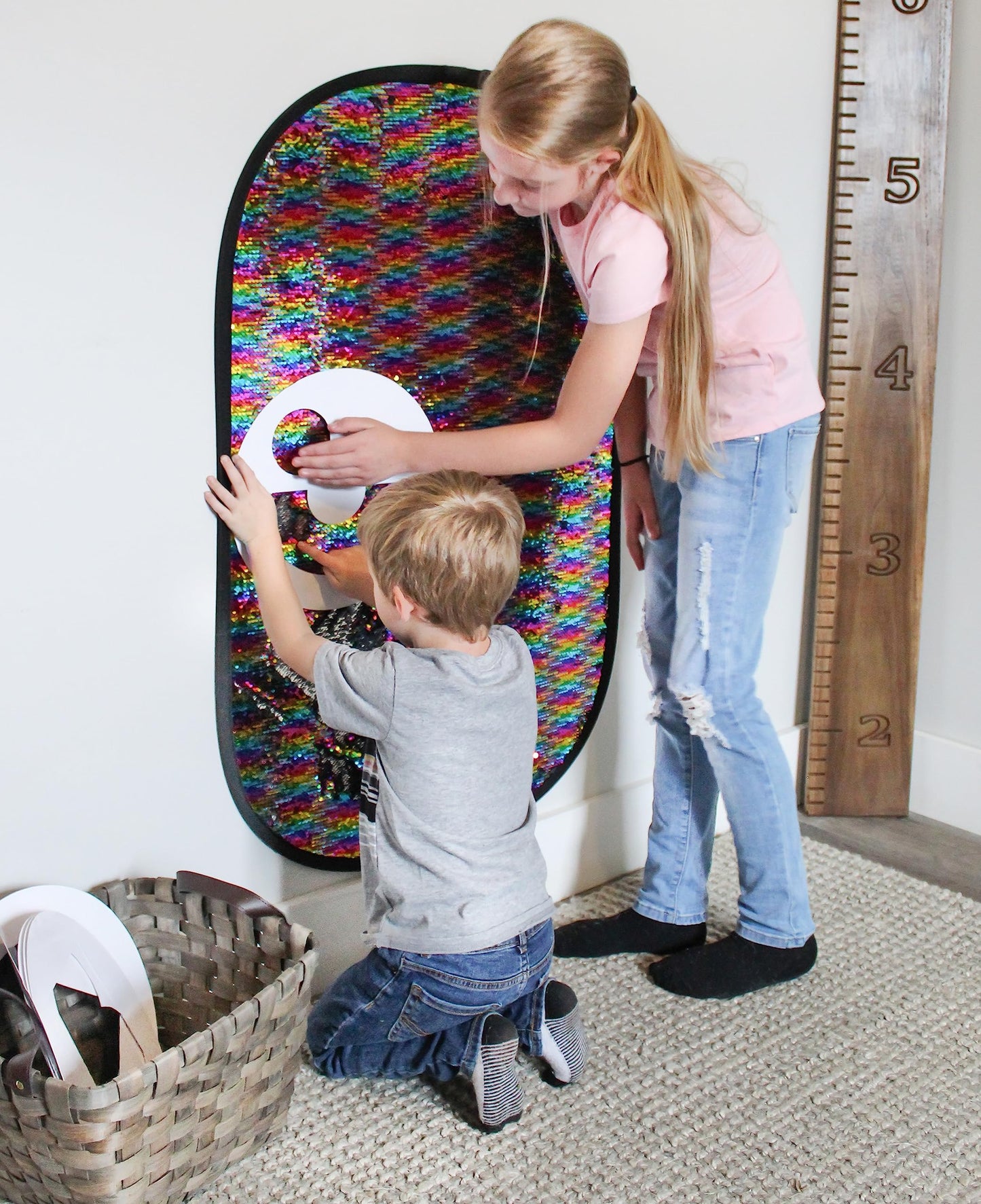 Meavia Reversible Sequins Wall Toy with Shape Stencils & Travel Case - Giant 40x27 in
