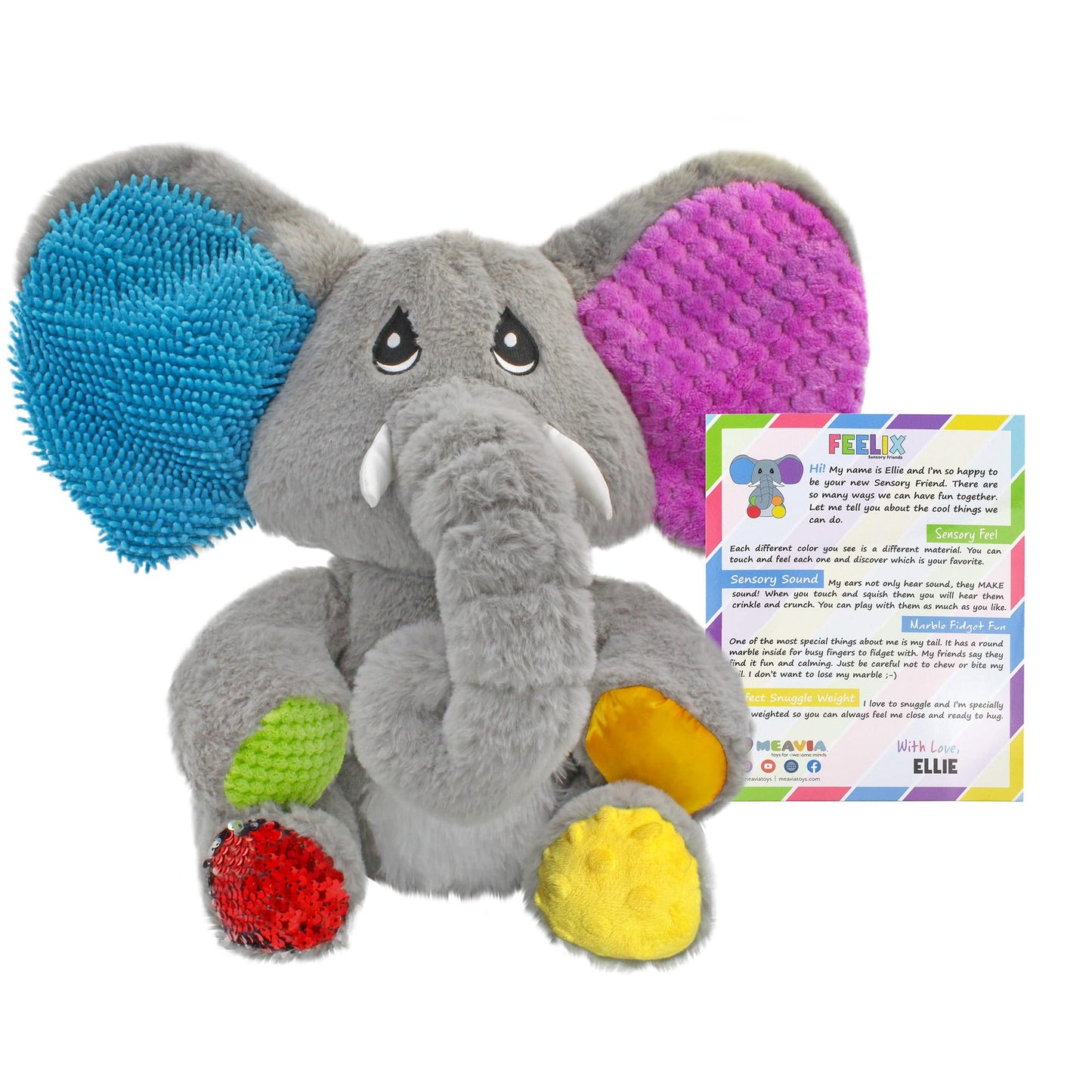 MEAVIA Ellie Weighted Sensory Elephant — Calming Plush Fidget Toy | FEELix Collection
