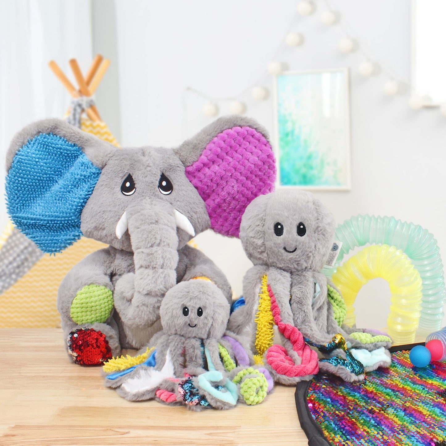 Meavia Reversible Sequins Wall Toy with Shape Stencils & Travel Case - Giant 40x27 in